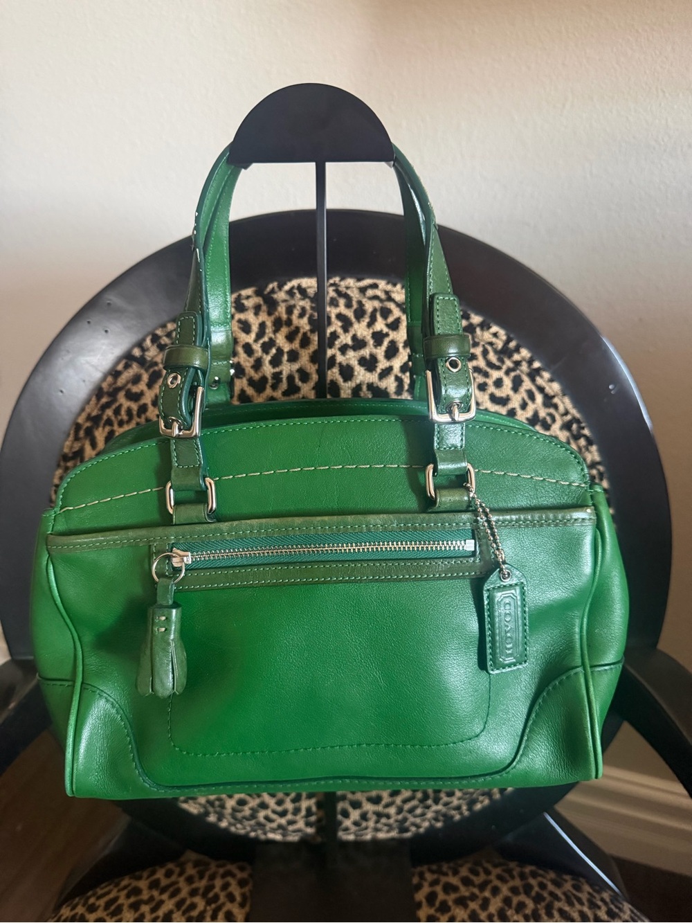 Vintage Coach Green Leather Hamilton Satchel